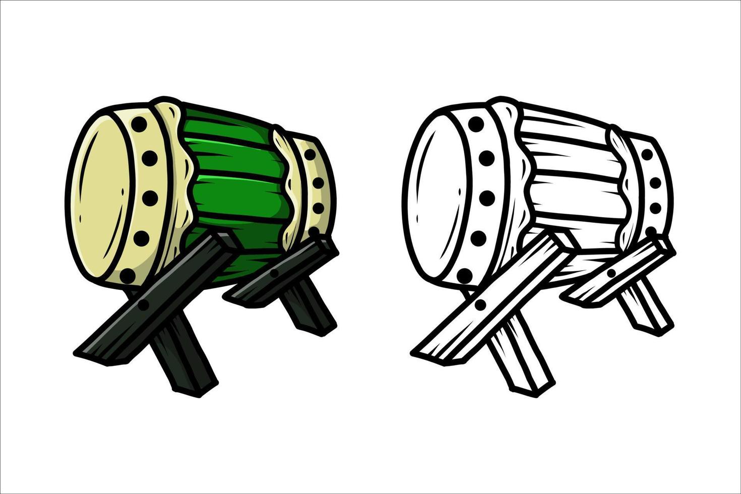 Bedug drum illustration. Perfect for Islamic festivals, eid, Ramadan, mawlid, or mosque decoration. Flat color hand-drawn style vector illustration.