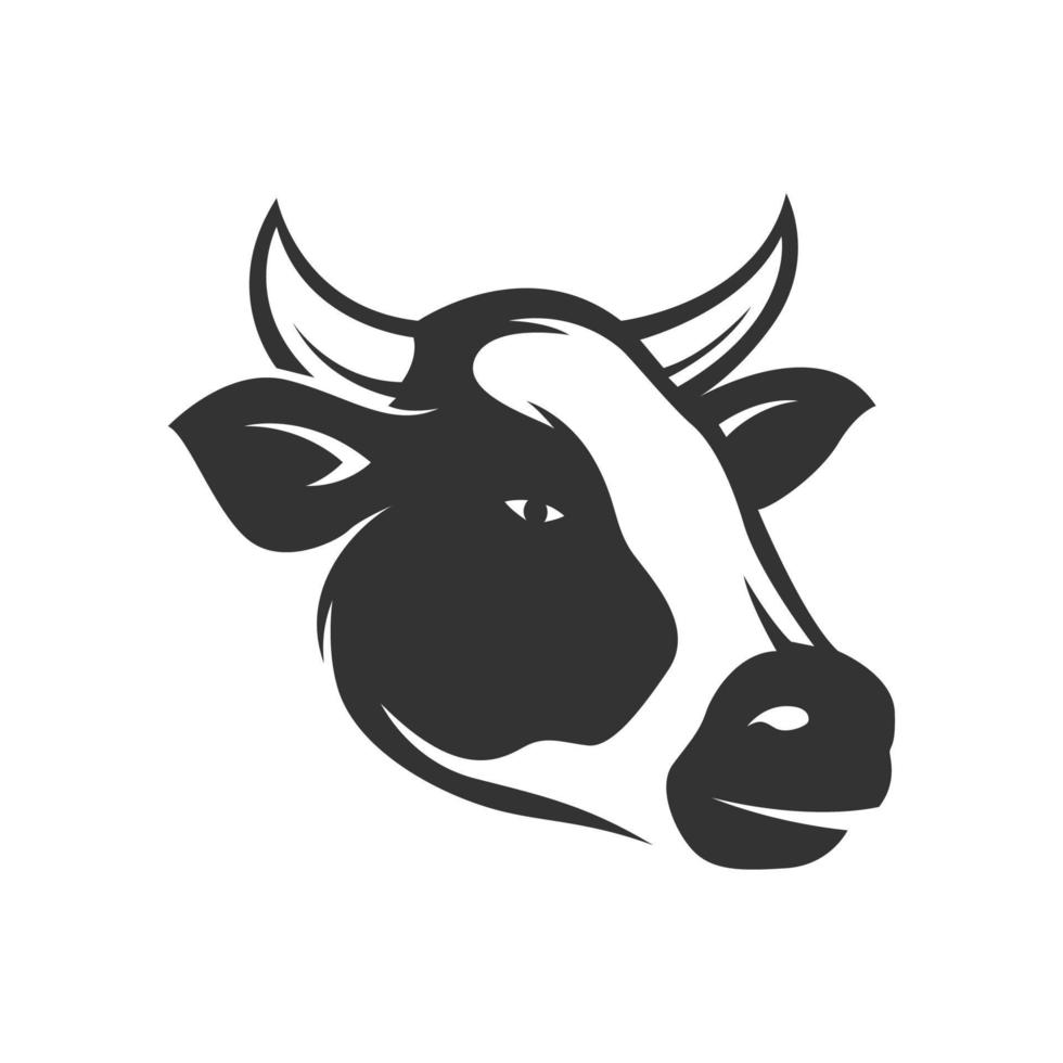 Cow head vector illustration. Cow icon. Animal farm. Cow silhouette.