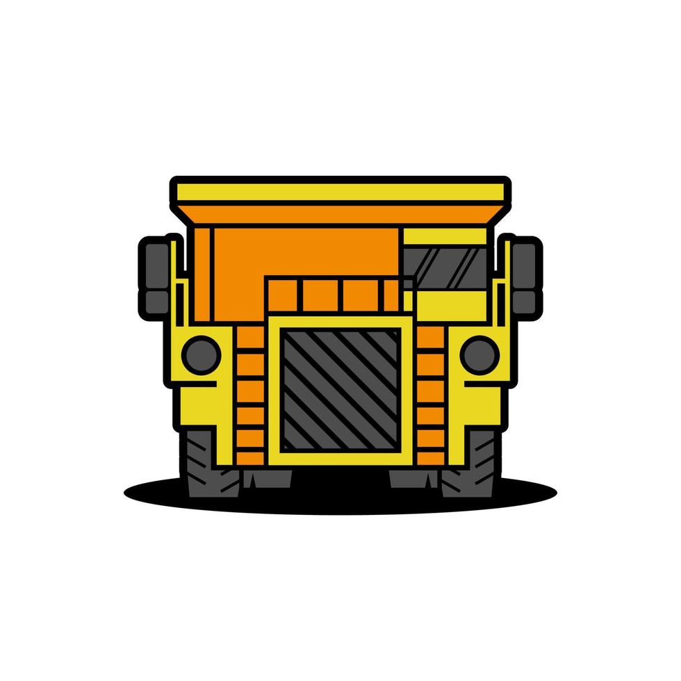 icono de vector de camión volquete minero. ilustración de máquina pesada. Apto para la colección de construcción.