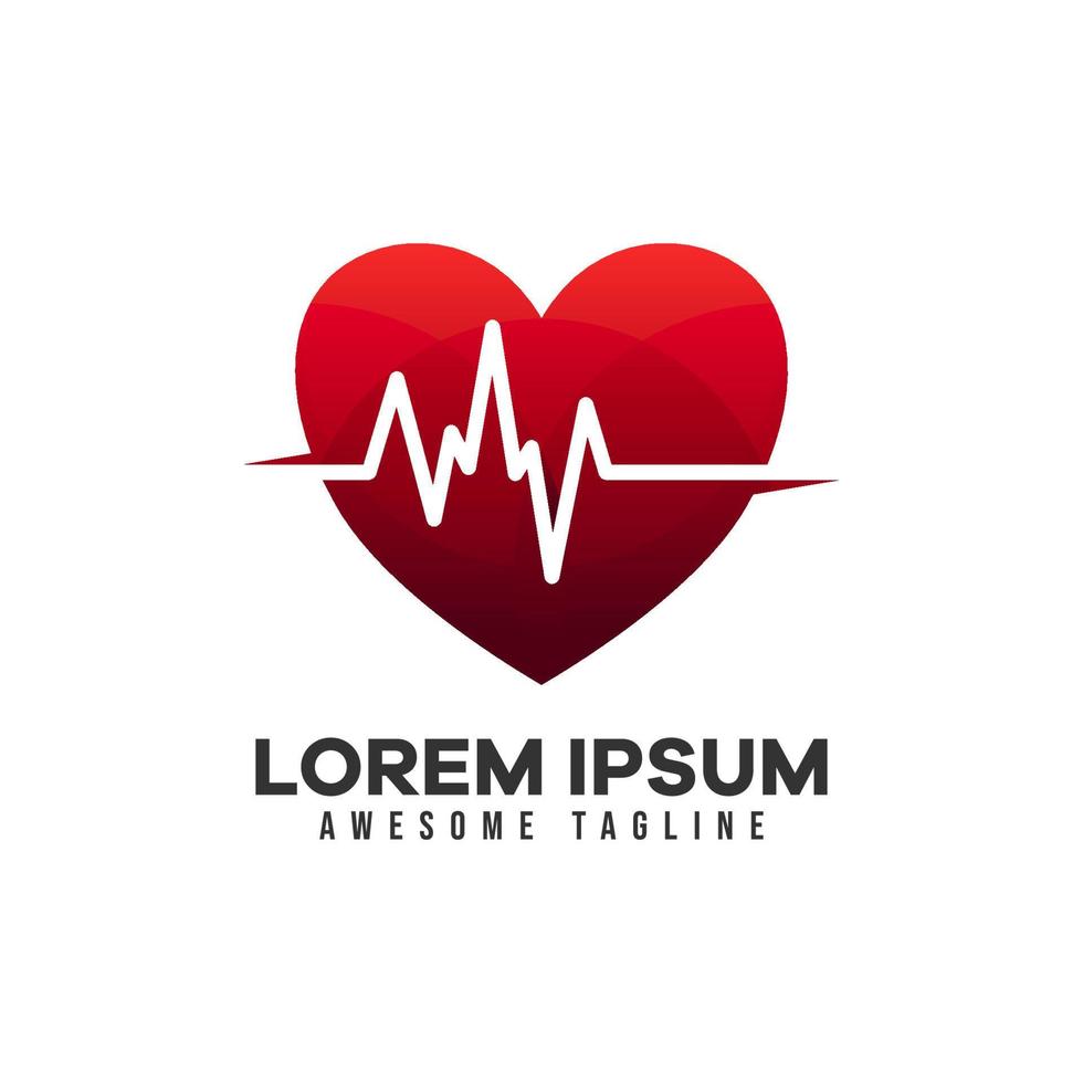 logotipo de latido del corazón para aplicaciones médicas y sitios web. respiración y signo vivo corazón de amor rojo. presión arterial médica, cardiograma, electrocardiograma de salud, logotipo de electrocardiograma. corazón rojo en estilo plano. vector