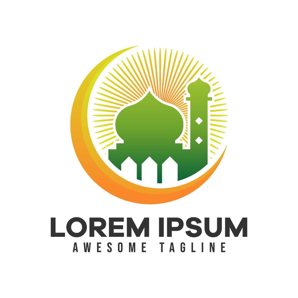 Mosque logo. Modern vector illustration suitable for Islamic theme, Ramadan, or Islamic celebration. colorful style.