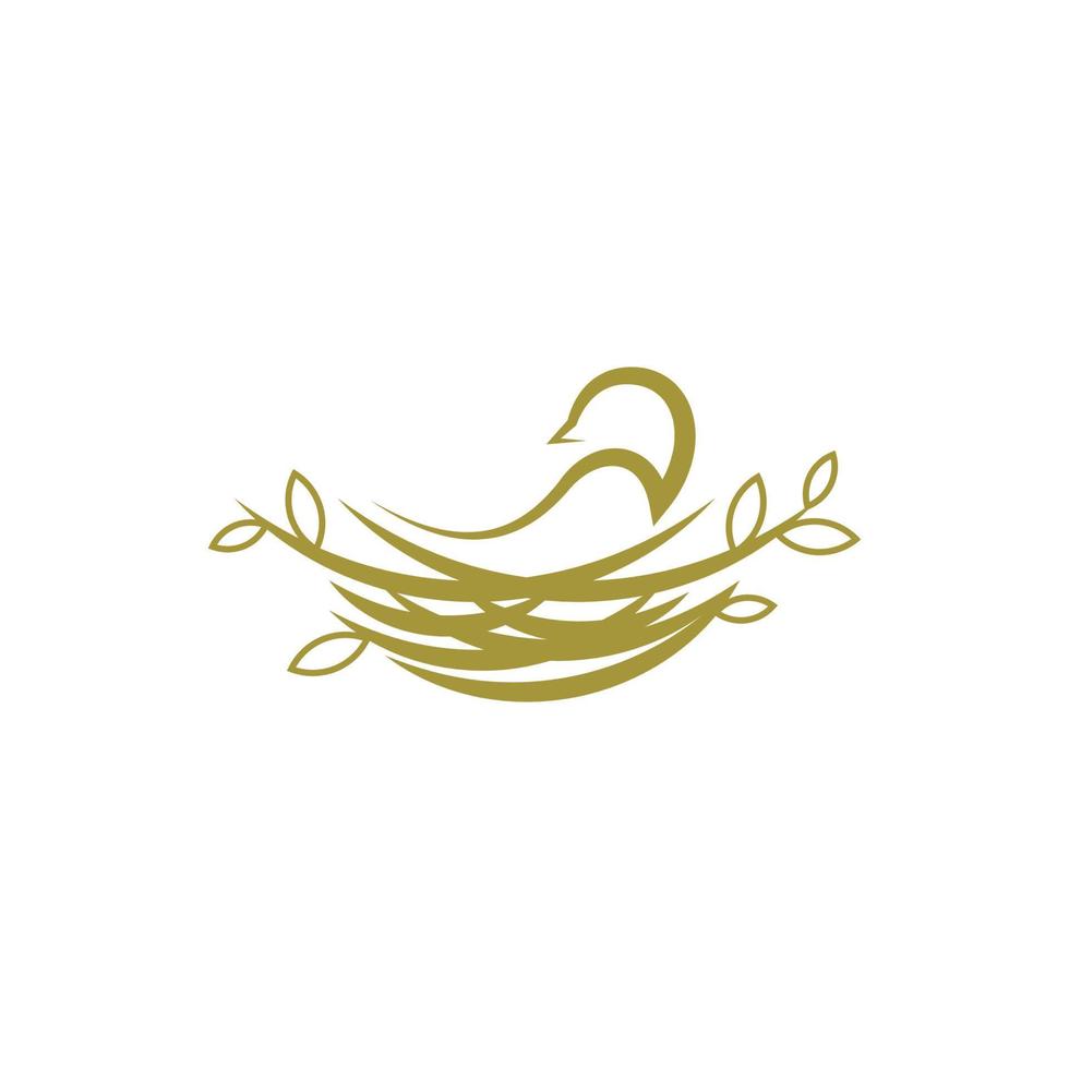 Bird nest vector logo illustration. Nest icon. Animal nature home symbol.