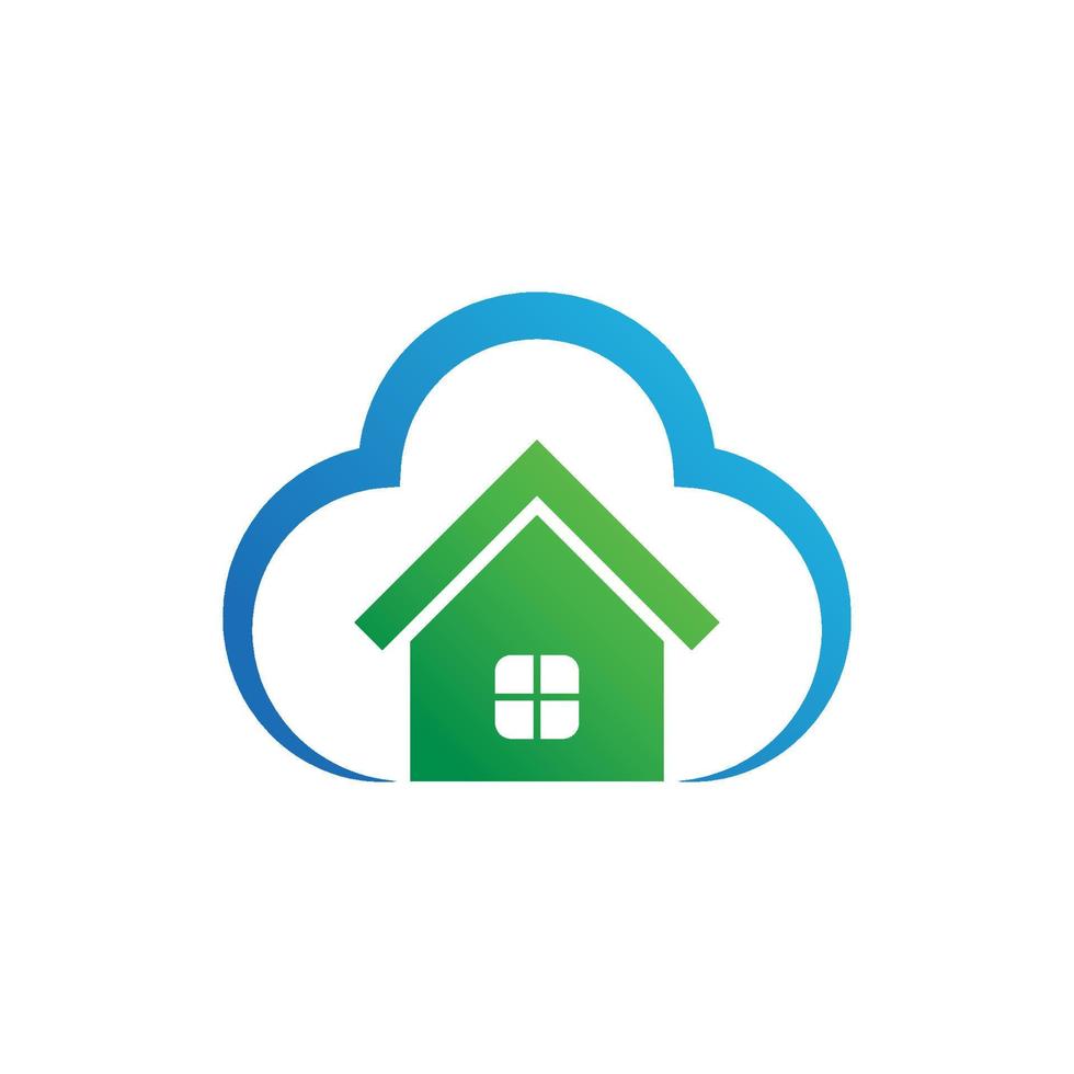 icono de la nube de inicio. icono de vector de bienes raíces. ilustración del logotipo de la casa. hogar de diseño simple con nube. apto para la seguridad del hogar, la protección de datos del edificio, la computación en la nube.