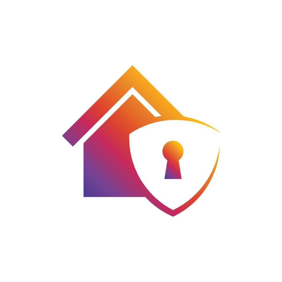 icono de seguridad en el hogar. icono de vector de bienes raíces. ilustración del logotipo de la casa. casa de diseño simple con ojo de cerradura y escudo. Apto para la seguridad del hogar, la protección del edificio.