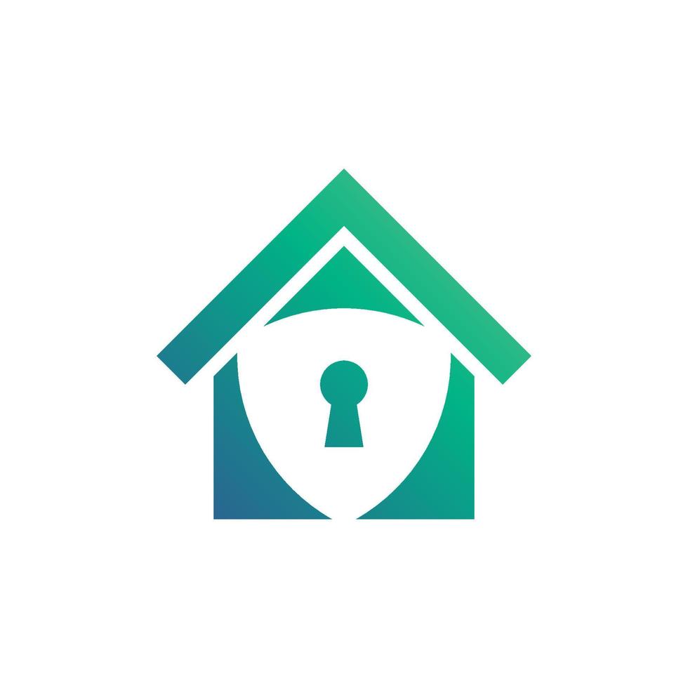 icono de seguridad en el hogar. icono de vector de bienes raíces. ilustración del logotipo de la casa. casa de diseño simple con ojo de cerradura y escudo. Apto para la seguridad del hogar, la protección del edificio.