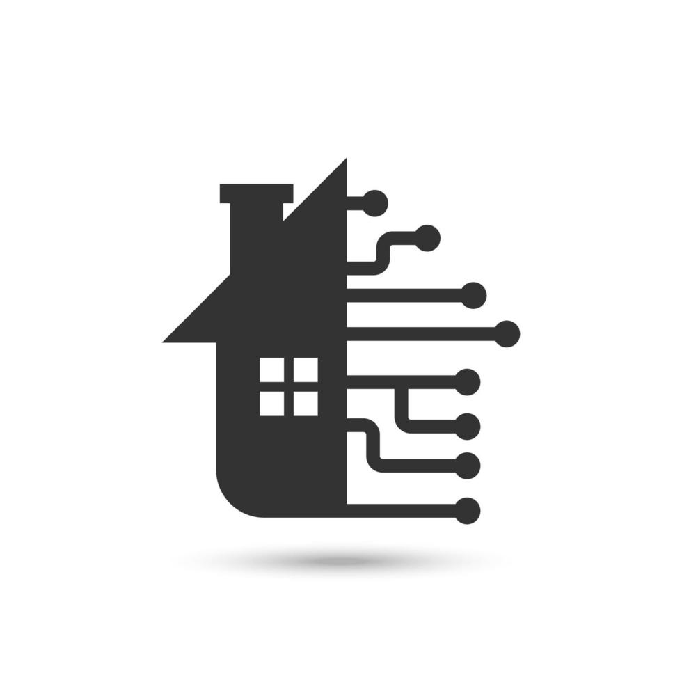 icono o logotipo de vector de automatización del hogar. Adecuado para tecnología de hogar inteligente, seguridad del hogar o tecnología de monitoreo del hogar. estilo de arte lineal con color negro