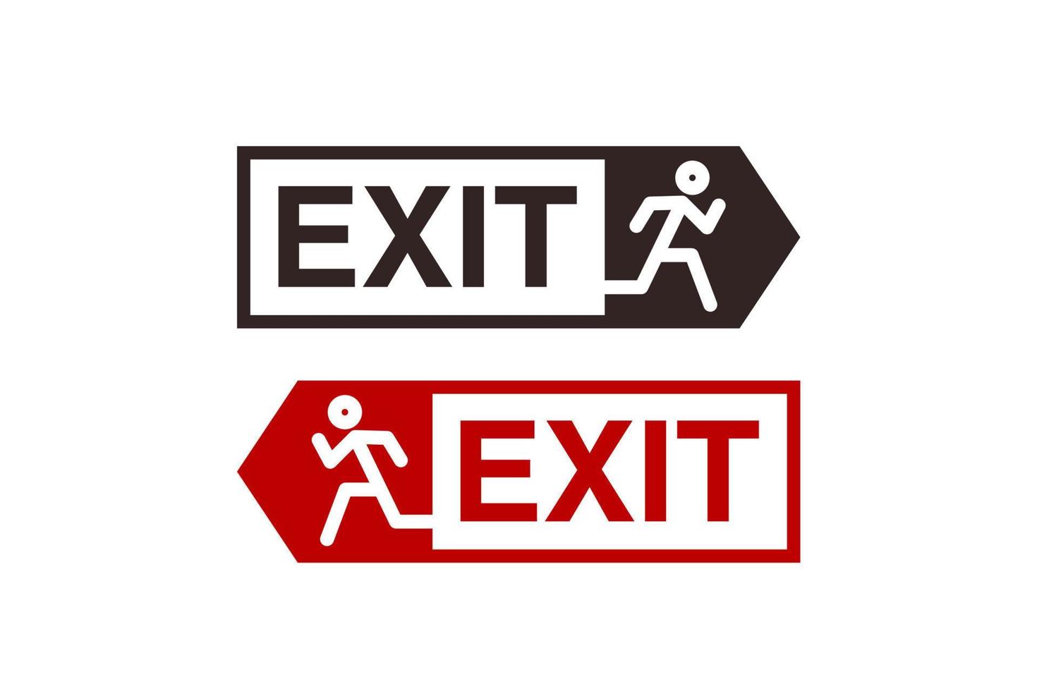 Exit icon. Exit sign vector illustration isolated on white background. Exit way sign for people. Warning sign board. Fit for template a signboard or sticker in public places