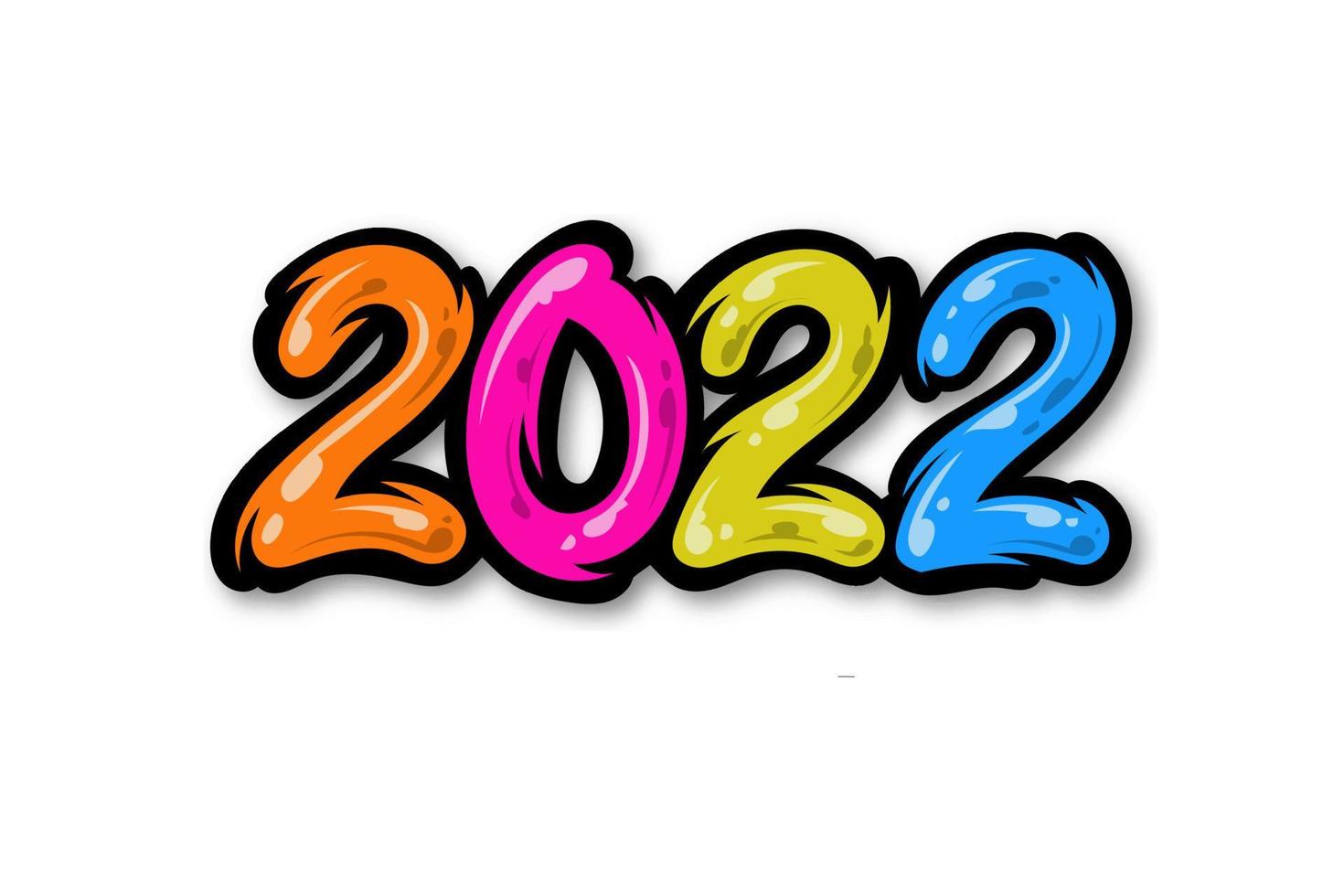 Vector image for Happy New Year 2022 with colorful Text. Suitable for greeting, invitations, banner or background design of 2022. Vector design illustration