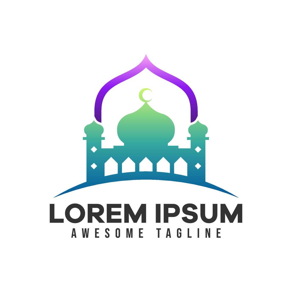 Mosque logo. Modern vector illustration suitable for Islamic theme, Ramadan, or Islamic celebration. colorful style.