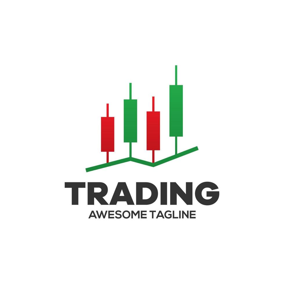 logotipo de vector financiero comercial. icono comercial. comercio de velas. símbolo de acciones comerciales. signo de gráfico de mercado.