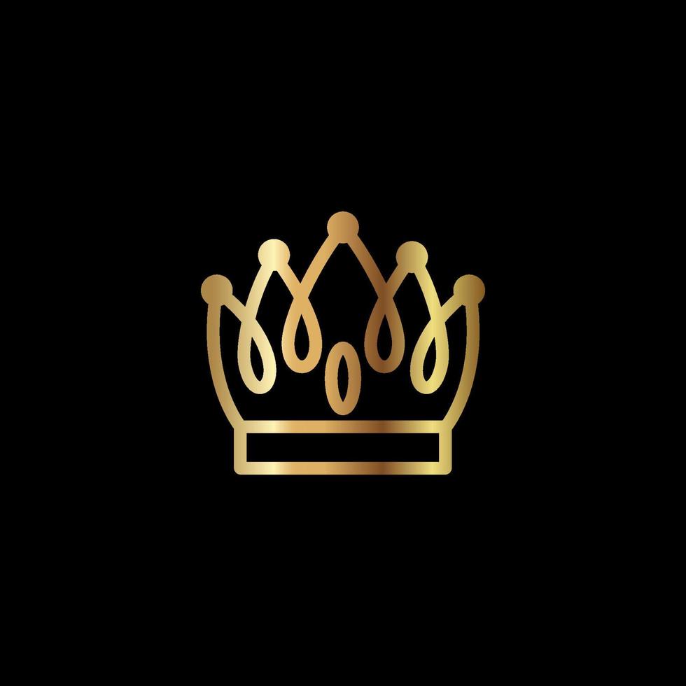 icono de la corona. ilustración de vector de corona con color dorado aislado en fondo negro, adecuado para icono, logotipo o cualquier elemento de diseño con forma de corona