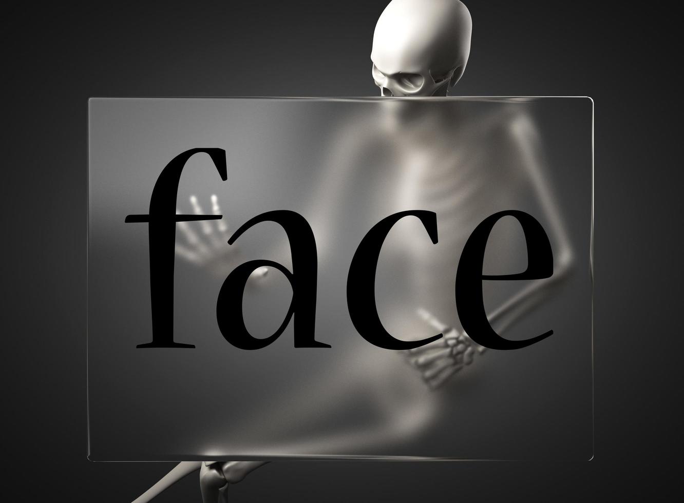 face word on glass and skeleton photo