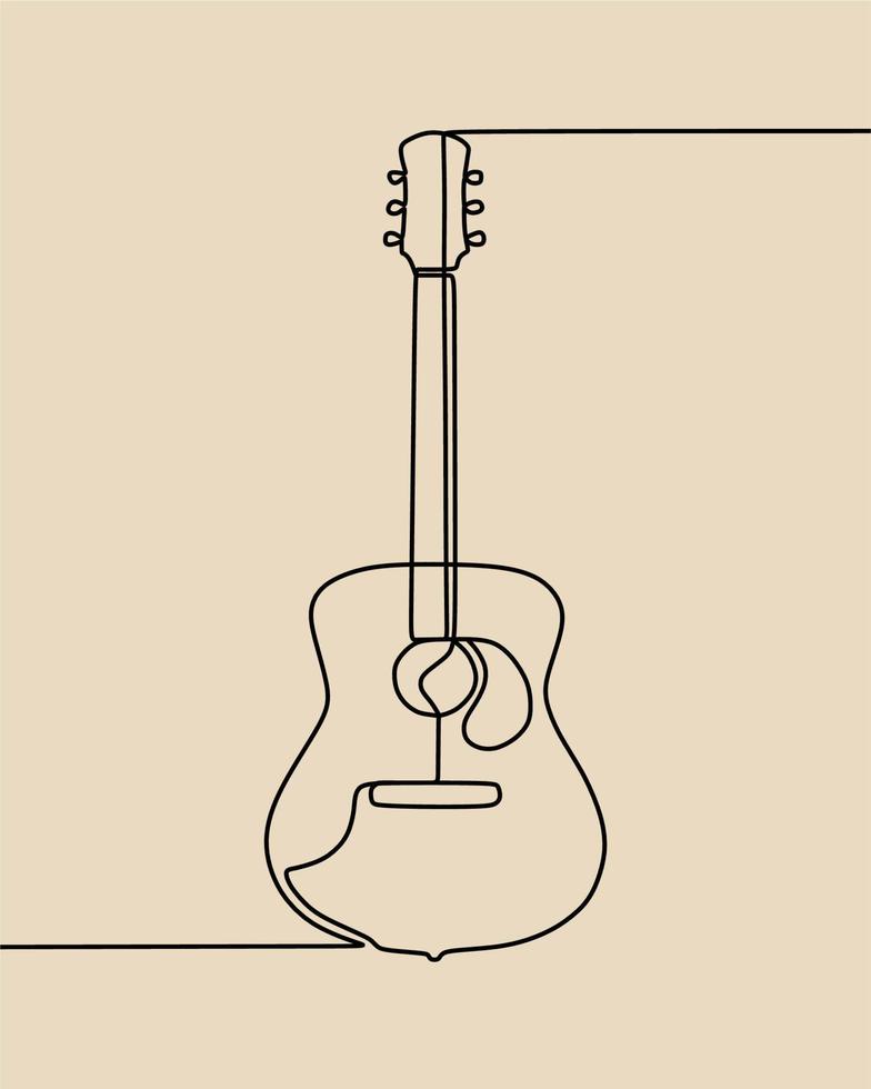 dibujo de línea continua en la guitarra vector