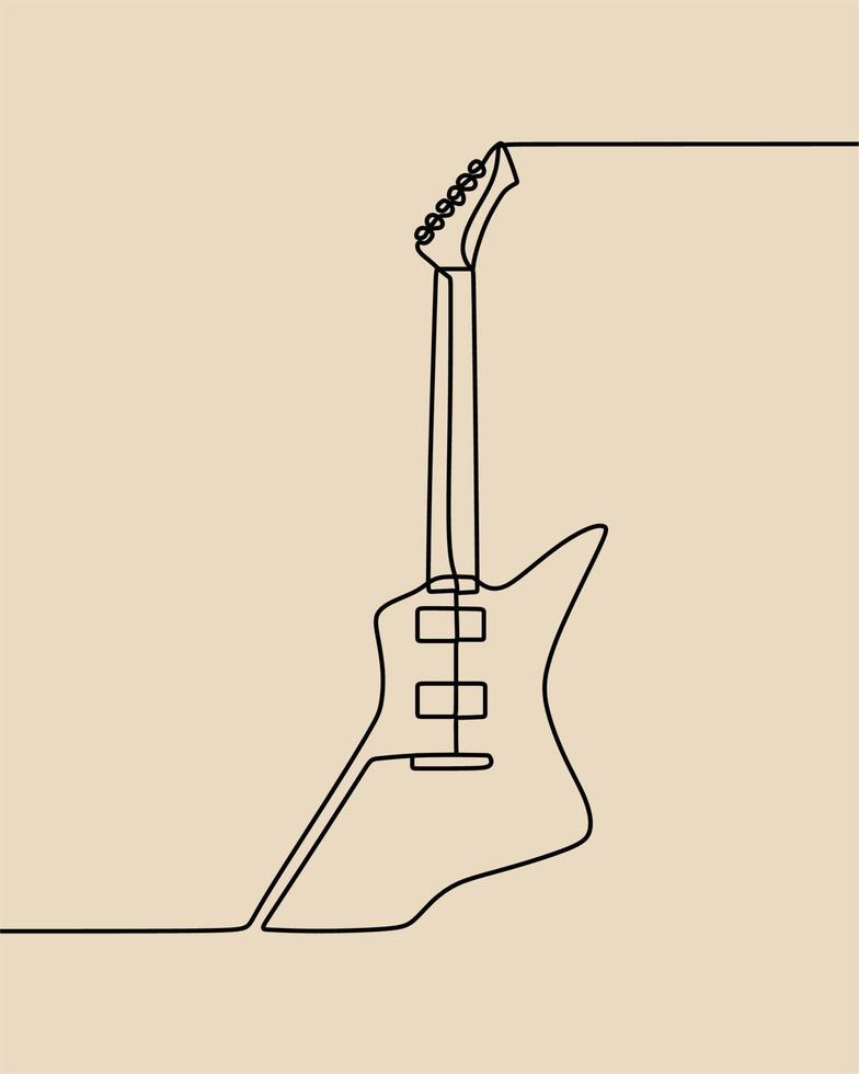 continuous line drawing on guitar vector