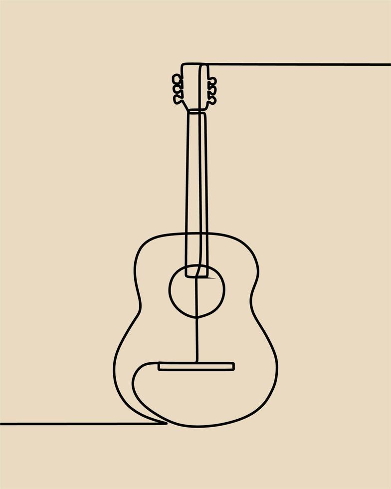 dibujo de línea continua en la guitarra vector