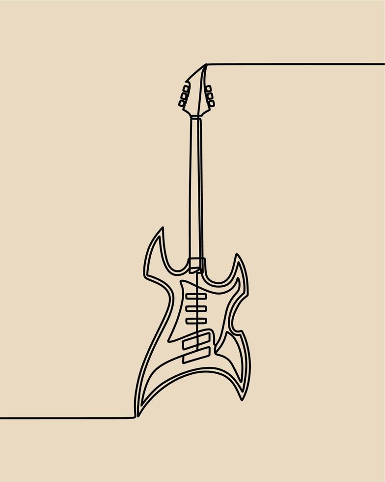 continuous line drawing on guitar vector