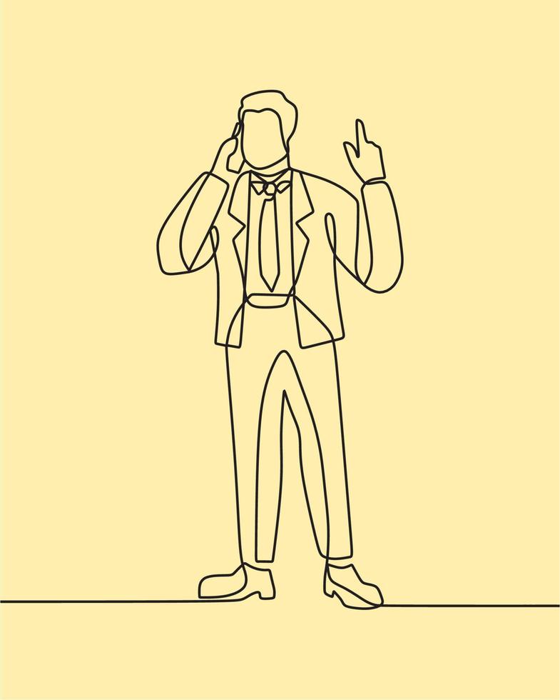 continuous line drawing on business man vector