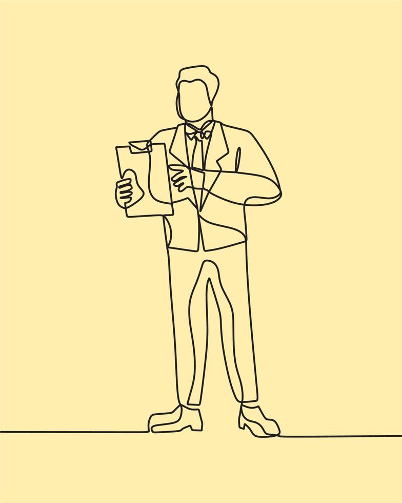 continuous line drawing on business man vector