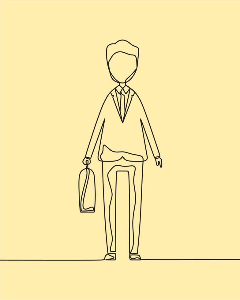 continuous line drawing on business man vector