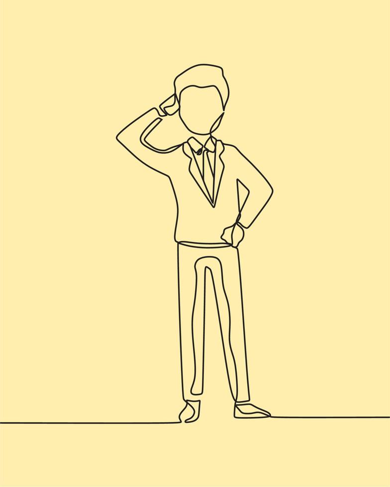 continuous line drawing on business man vector