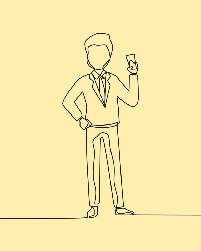 continuous line drawing on business man vector