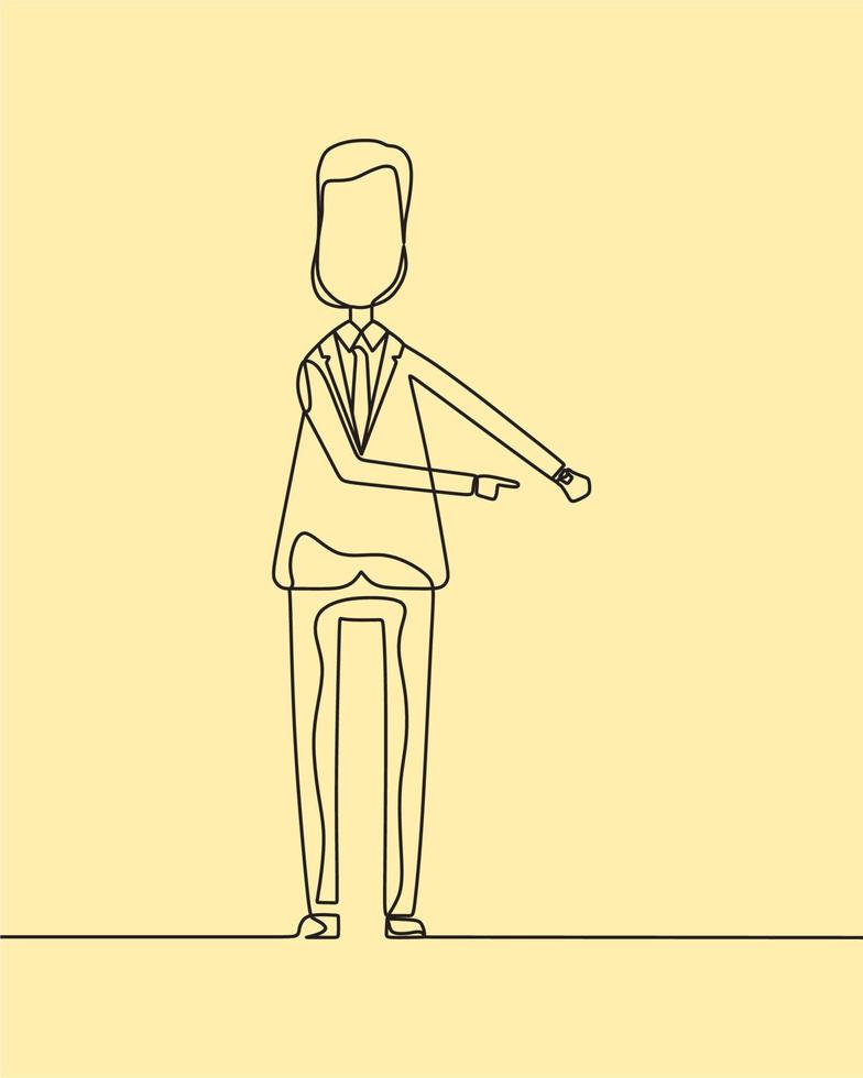 continuous line drawing on business man vector