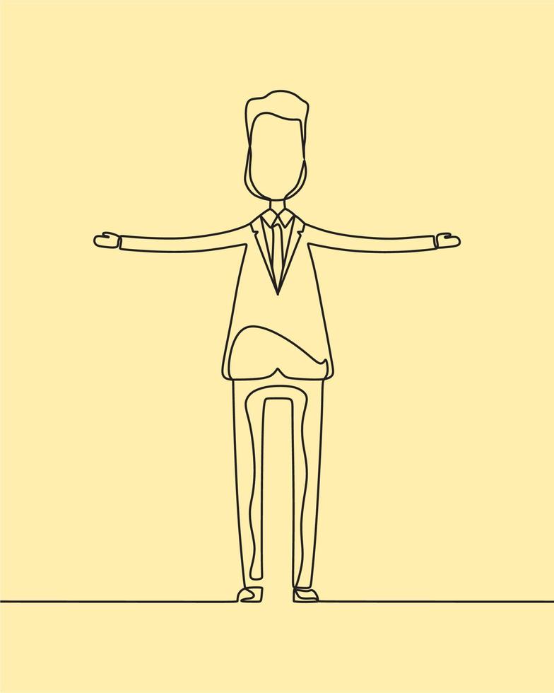 continuous line drawing on business man vector