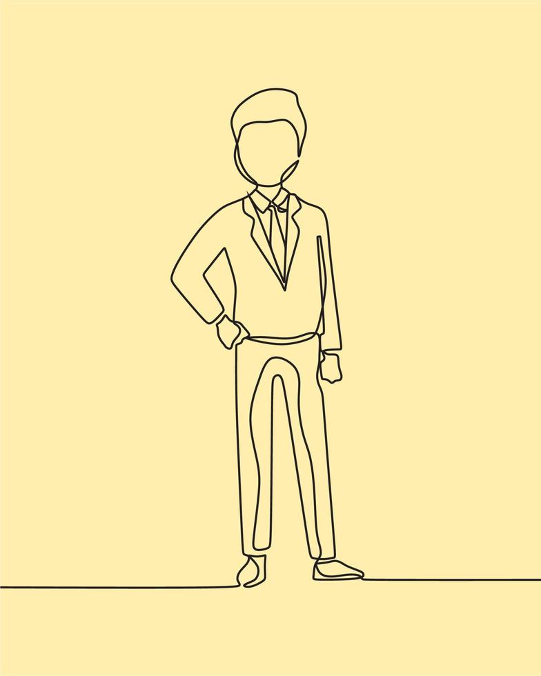 continuous line drawing on business man vector