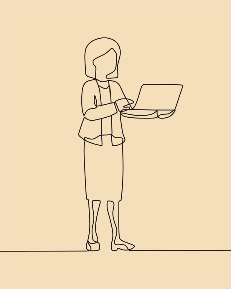 continuous line drawing on teacher vector