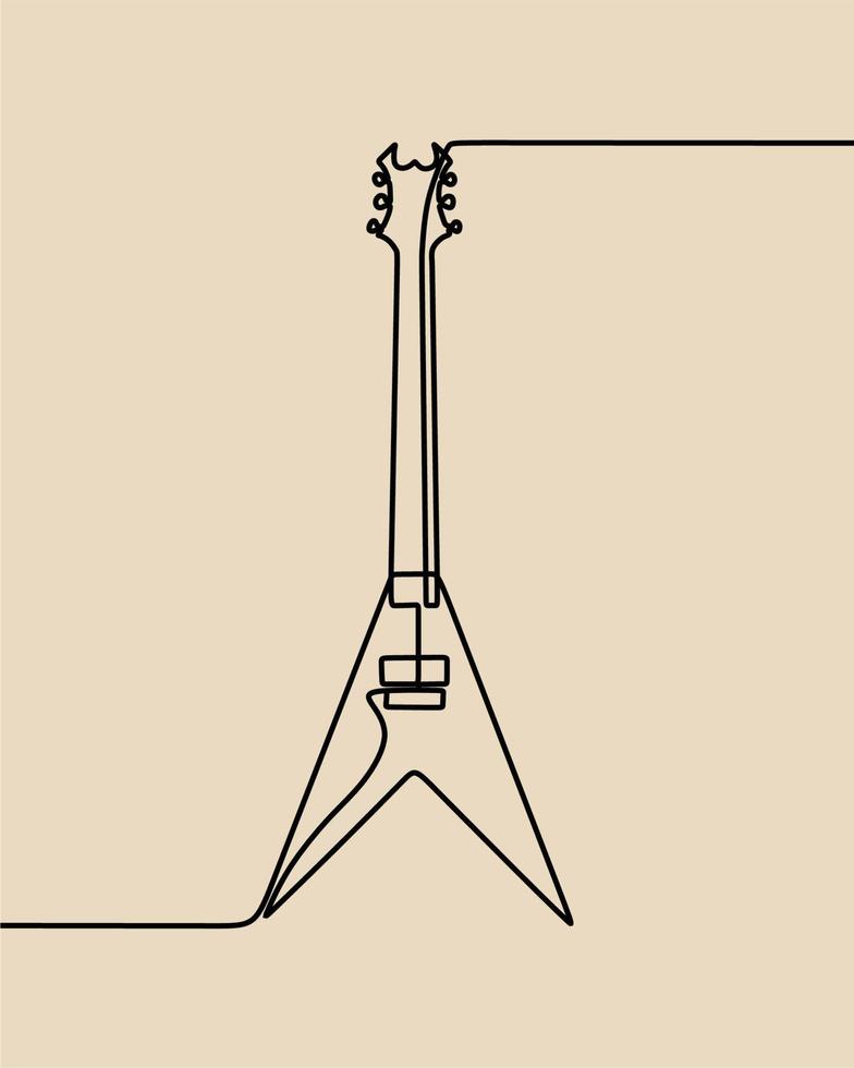 continuous line drawing on guitar vector