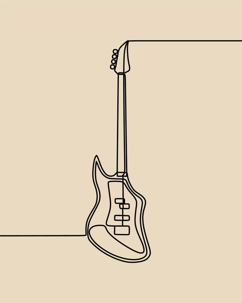 continuous line drawing on guitar vector