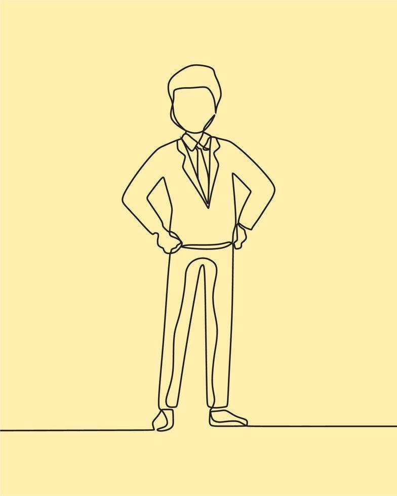continuous line drawing on business man vector