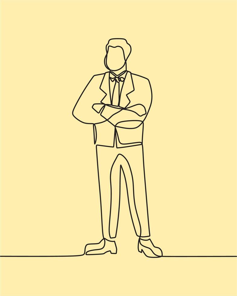 continuous line drawing on business man vector