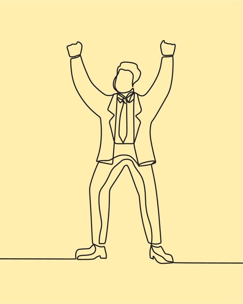 continuous line drawing on business man vector