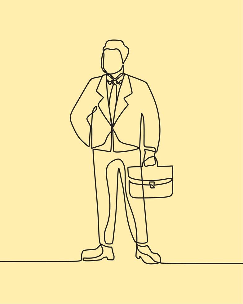 continuous line drawing on business man vector