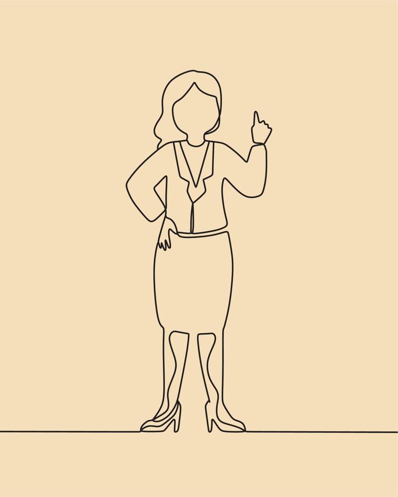 continuous line drawing on teacher vector