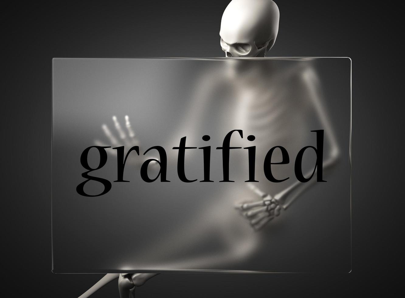 gratified word on glass and skeleton photo