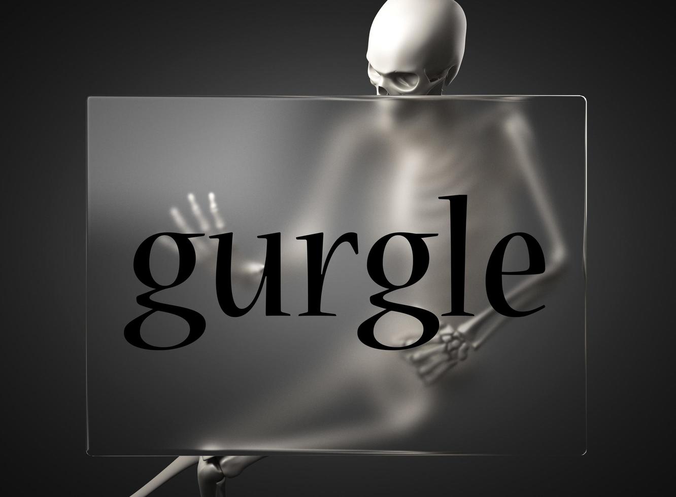 gurgle word on glass and skeleton photo