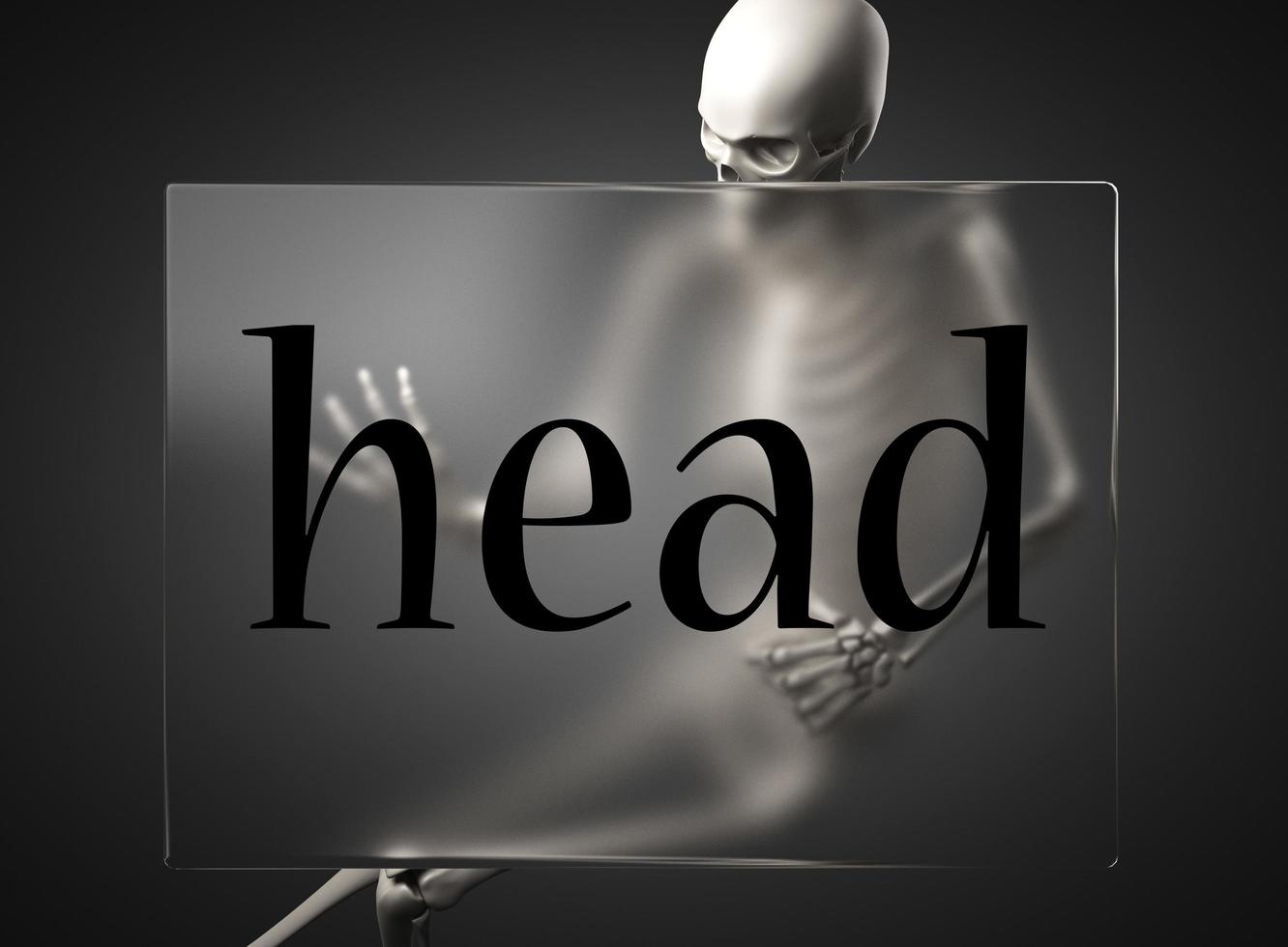 head word on glass and skeleton photo
