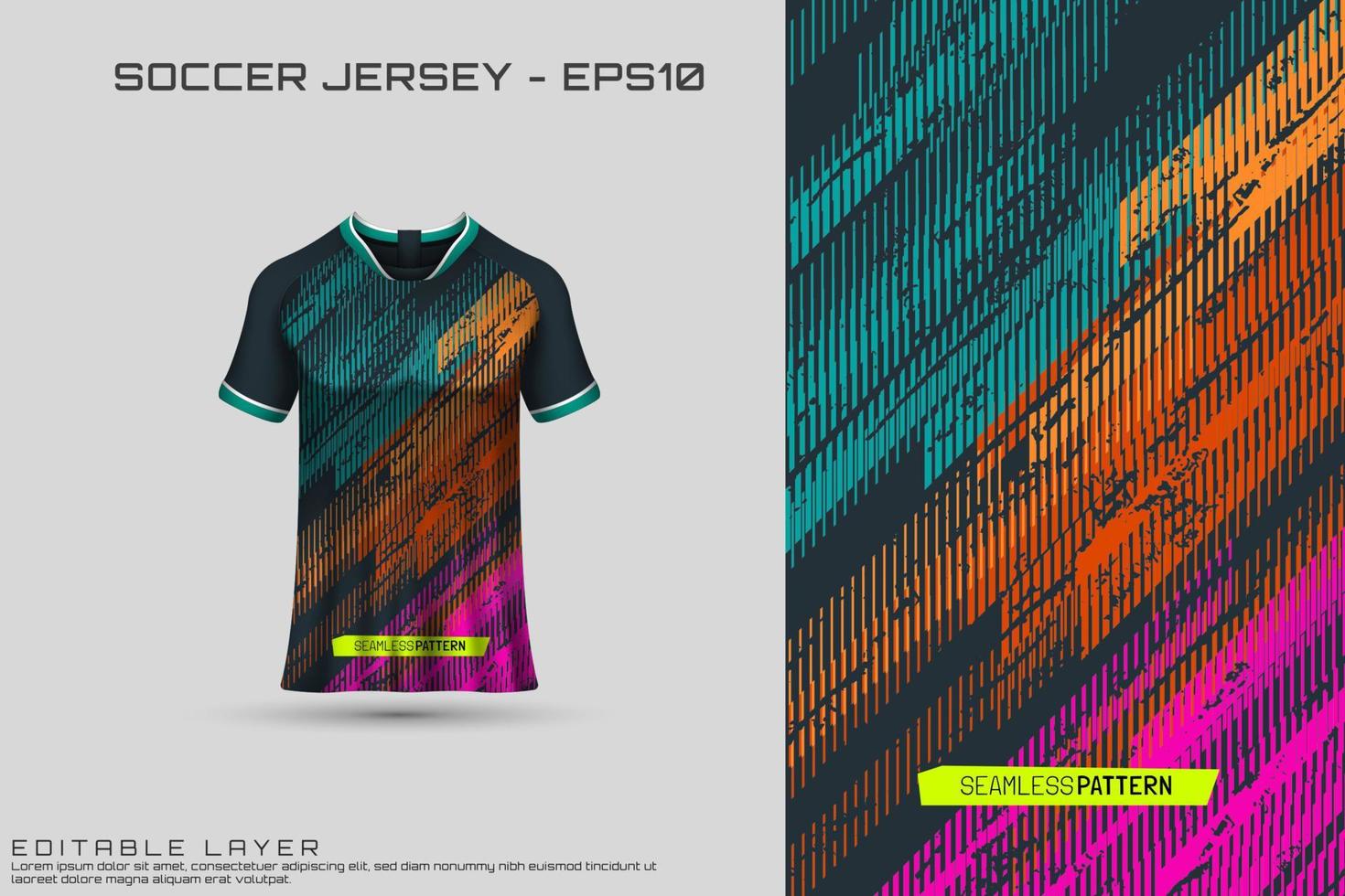 Sports jersey and t-shirt template sports jersey design vector mockup. Sports design for football, racing, gaming jersey. Vector.