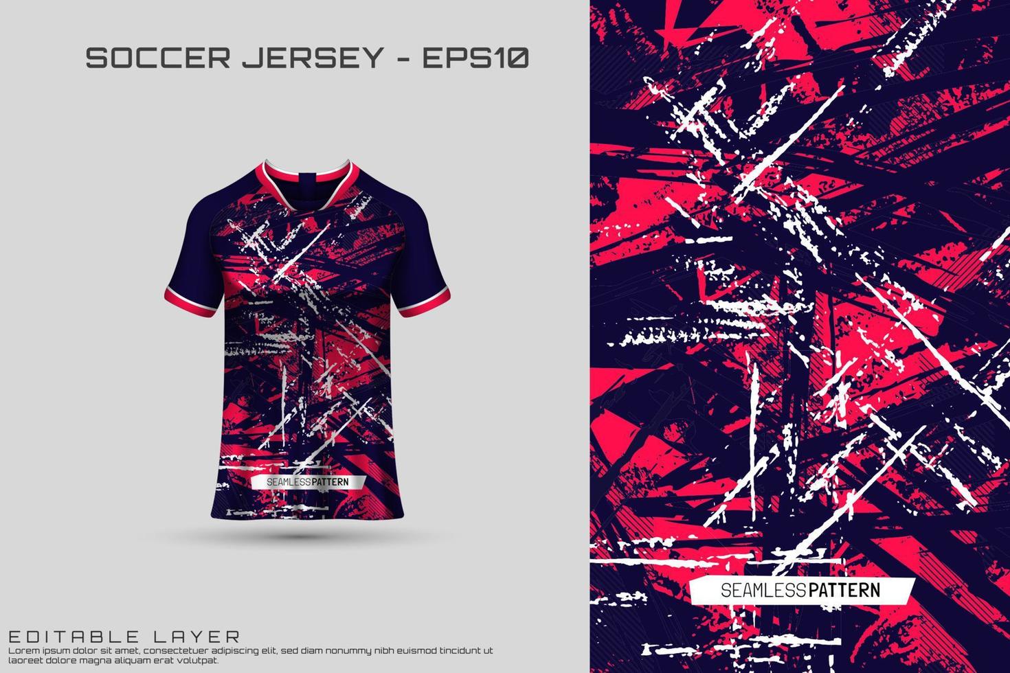 Sports jersey and t-shirt template sports jersey design vector mockup. Sports design for football, racing, gaming jersey. Vector.