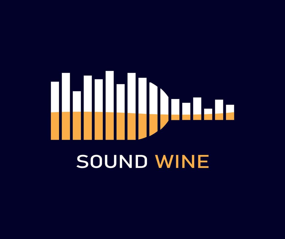 un concepto de logotipo de bar con imágenes de sonido que forman una botella de vino vector
