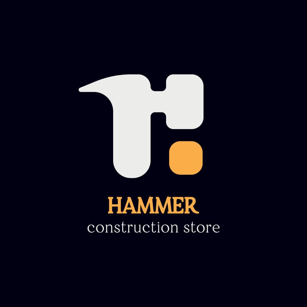 construction store logo design concept with hammaer drawing vector