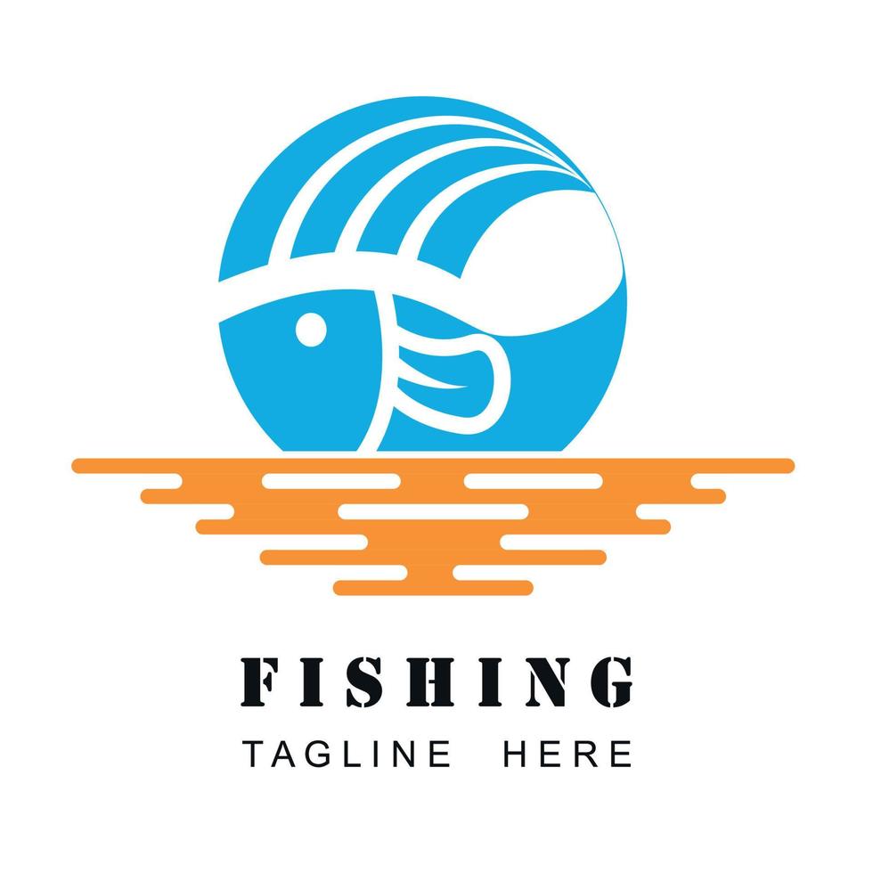 logotipo de pez con forma de base circular vector