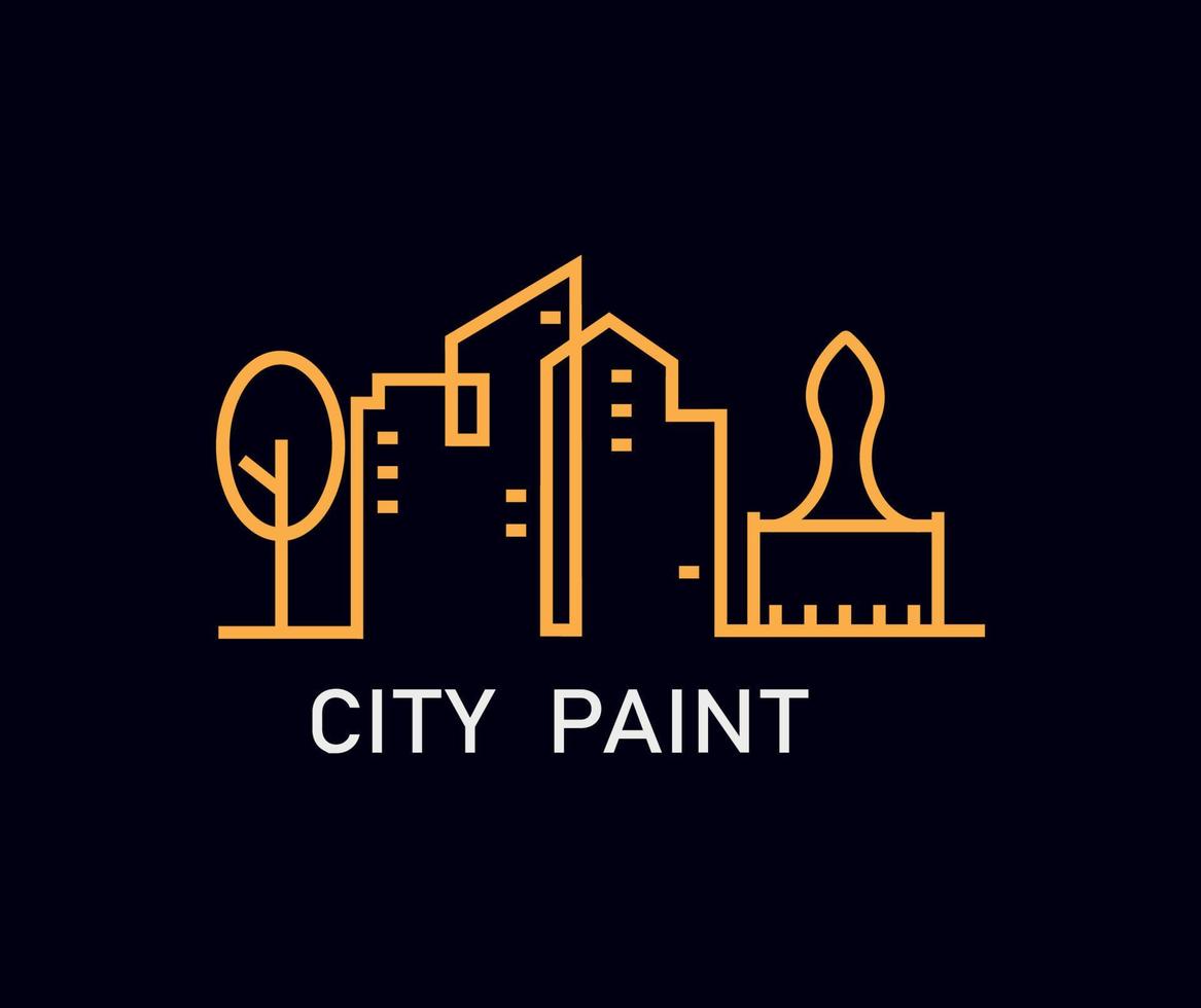 logo of an interior company using building-shaped lines and brushes vector