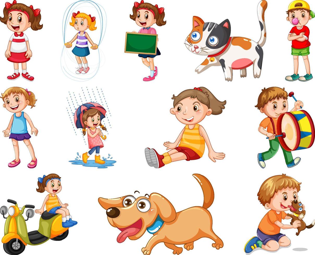 Happy children in different actions vector
