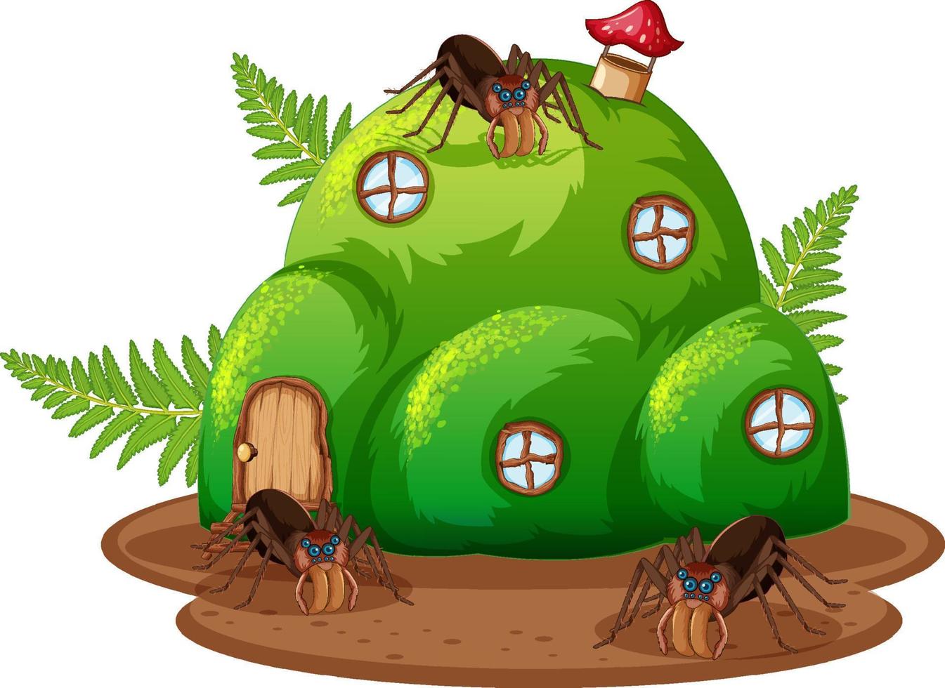 Insect cartoon character at fairy house vector