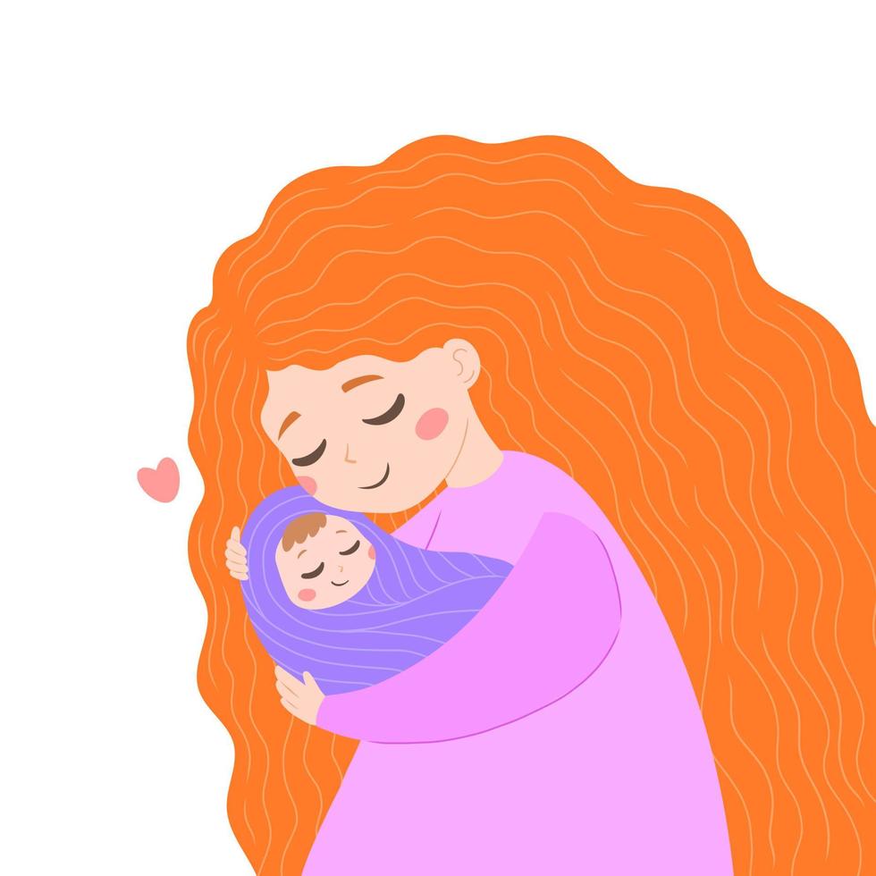 Mother and daughter, illustration for Mothers Day. Vector illustration