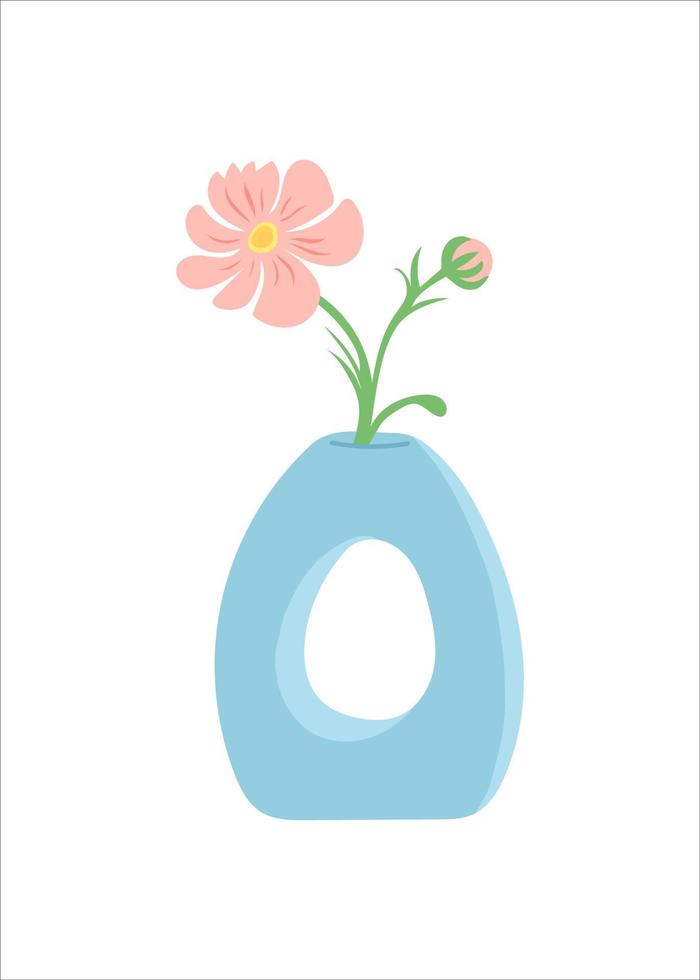 flor en jarrón, ilustración de vector de diseño plano simple