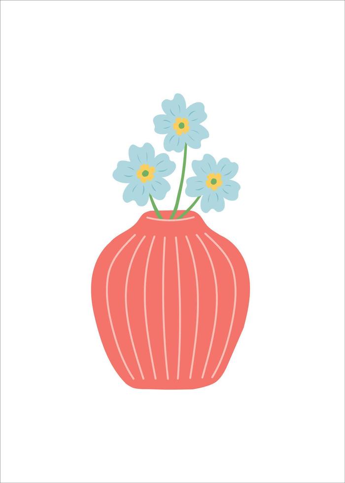 Flower in vase, simple flat design vector illustration